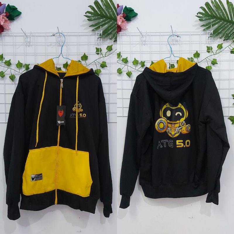 Jaket zipper hoodie ATG AUTO TRADE GOLD - hitam kuning Original treebear