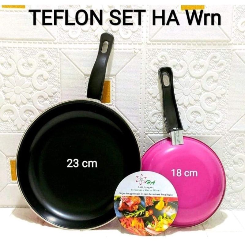 frypan set ha warna isi 2pcs, teflon