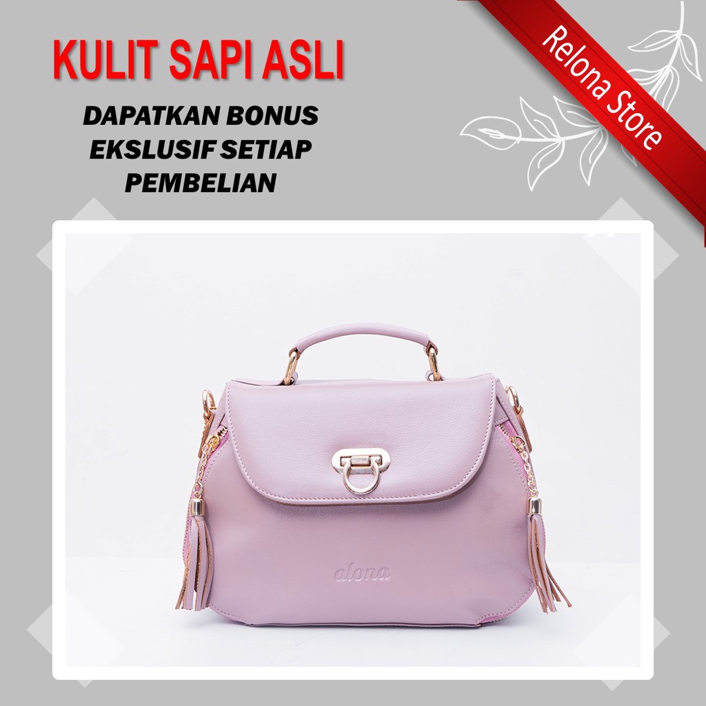 Tas Bahu Jinjing Selempang Slempang Wanita Cewek Perempuan Shoulder Bag Tali Rantai Kulit Sapi Asli 