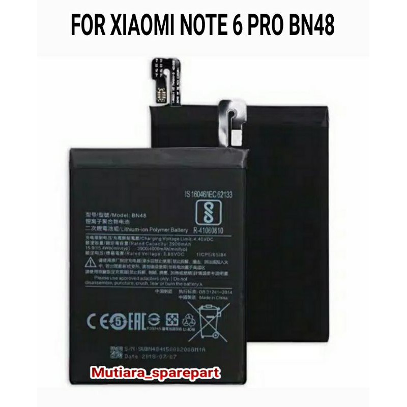 BATRE BATERAI XIAOMI REDMI NOTE 6 PRO BN48