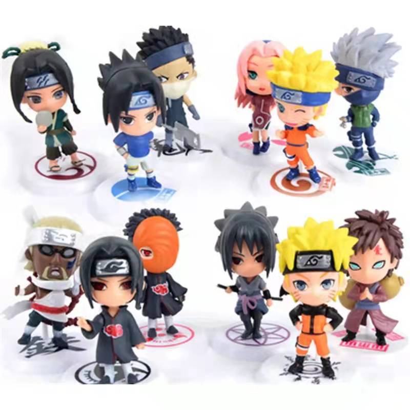 6pcs / Lot Mainan Action Figure Uzumaki Naruto Uchiha Sasuke Kakashi Haruno Sakura