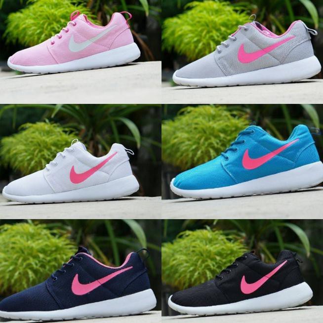 NEW NIKE ROSHE RUN SIZE 36-40 SEPATU WANITA SPORTS LARI PINK PUTIH HITAM - HITAM, 37 FREE ONGKIR