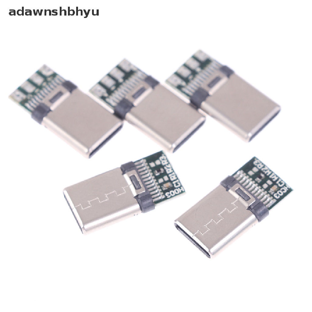 Adawnshbhyu 5/10Pcs USB 3.1 Type C Male DIY Solder Kabel Plug Konektor Soket Papan PC