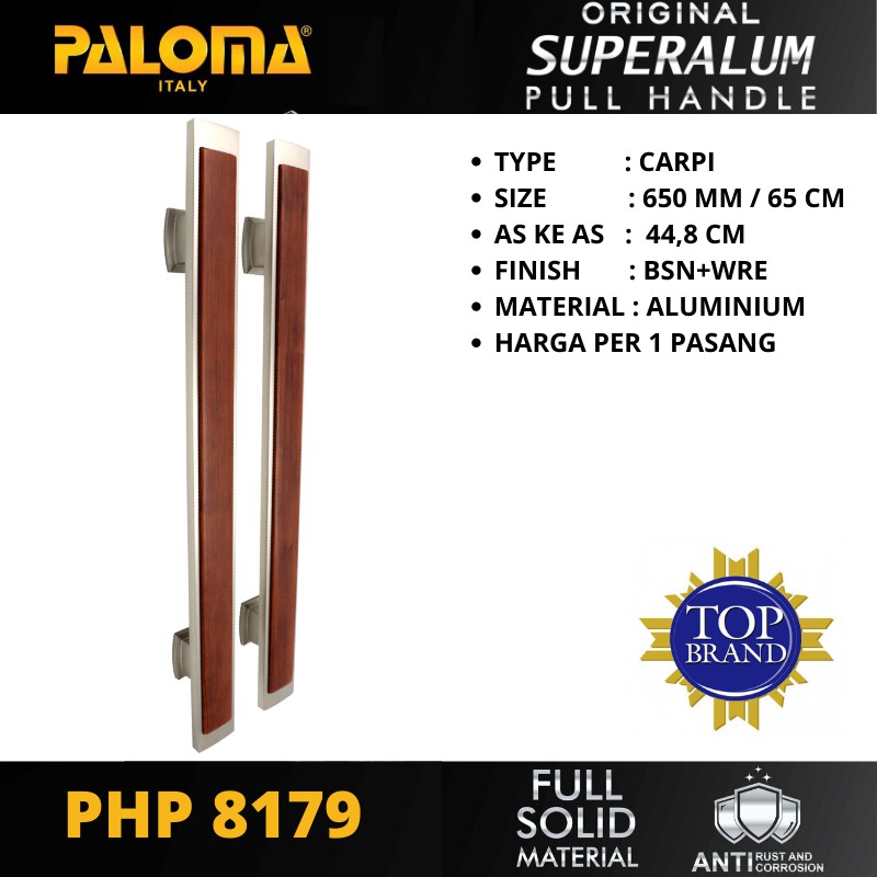 PALOMA PHP 8179 TARIKAN GAGANG PINTU PULL HANDLE SUPERALUM CARPI 650 MM BSN+WRE PANJANG 65 CM