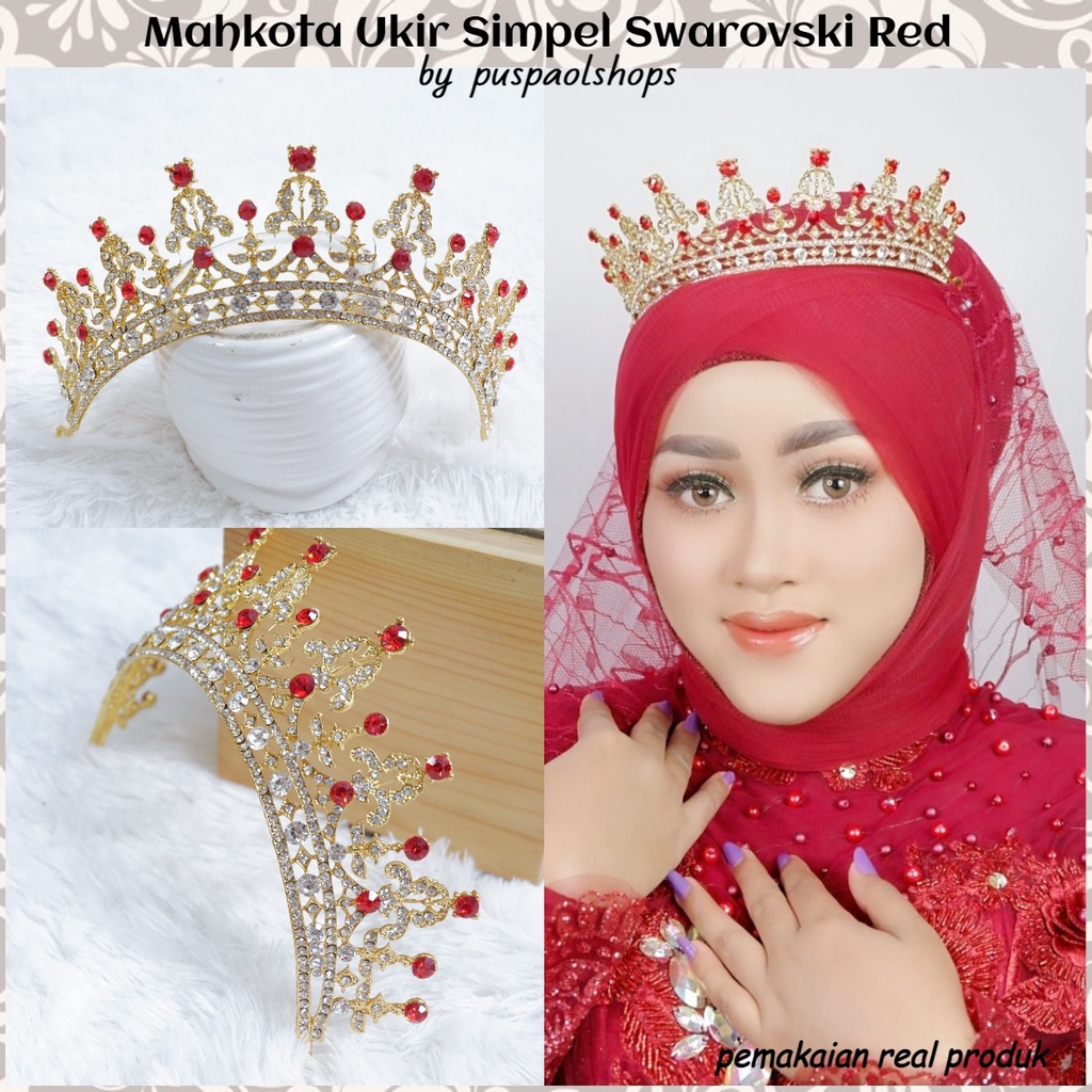 Mahkota/Tiara Ukir Simpel Swarovski Red