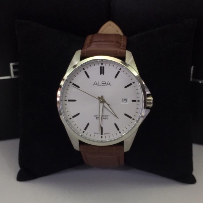 JAM TANGAN PRIA ALBA AS9J77X1 BROWN SILVER ORIGINAL
