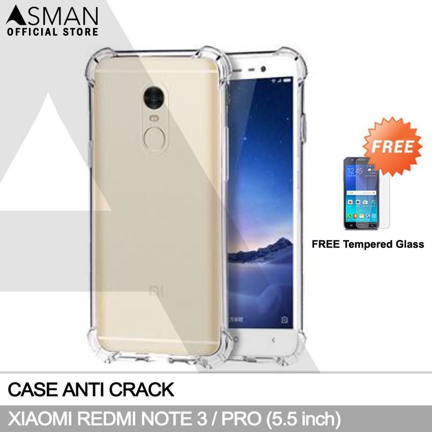 Anti Crack Xiaomi Redmi Note 3 (5.5&quot;) | Soft Case Anti Bentur + FREE Tempered Glass