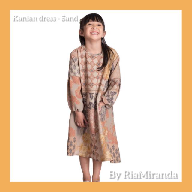 Kanian Dress Sand Luna Ria Miranda Camara Dress Anak (Ready Stock)