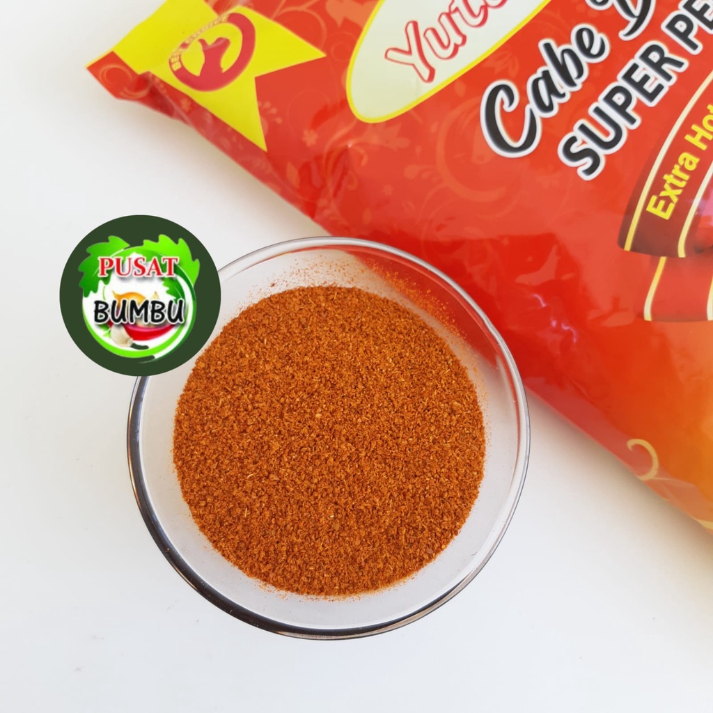 Cabe Bubuk Super Pedas 1Kg (100gr x 10) Yutakachi / Chili Powder Extra Hot 1Kg / Cabai Kering Bubuk / Cabe Giling / Premium Bubuk Tabur Bumbu Keripik Kentang Lidi Ayam Makaroni Basreng Tahu Seblak /Pusat Bumbu