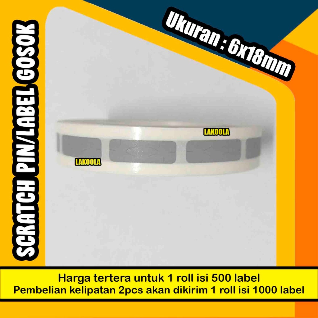 

1000 pcs 6x18 mm Scratch Pin label gosok Sticker Gosok 6x18 mm