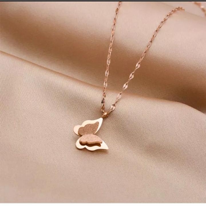 kalung kupu kupu titanium korea style anti karat