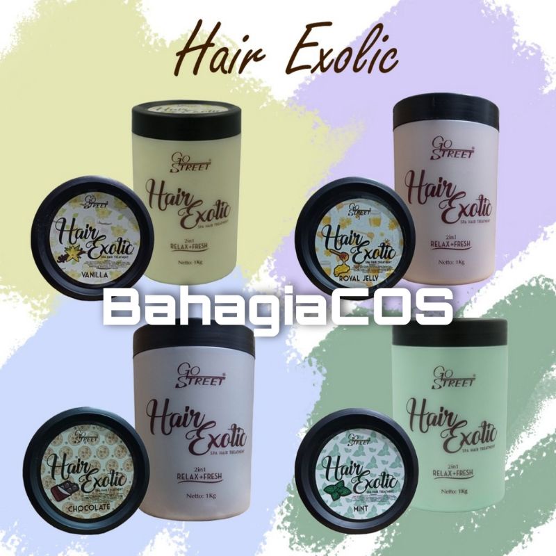 GO STREET Hair Exotic Creambath 1000ml Coklat / Vanilla / Mint / Royal Jelly Hair Masker
