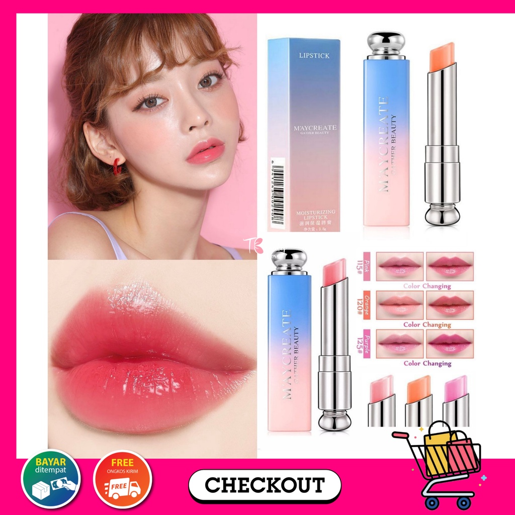 Lipstik Maycreate Original Korea Berubah Warna menurut Ph tubuh/Lipbalm Mycreate Waterproff Tahan La