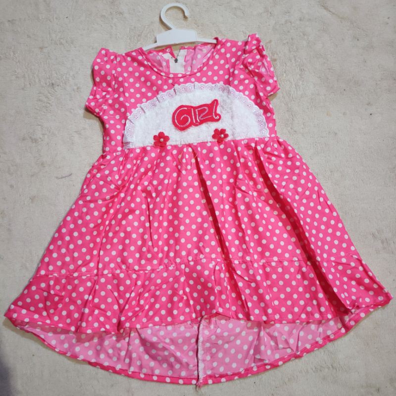 Dress anak 1 2 tahun polkadot polka tutul Fatonah Shop princess long bulu ( Dress princess Long polka)