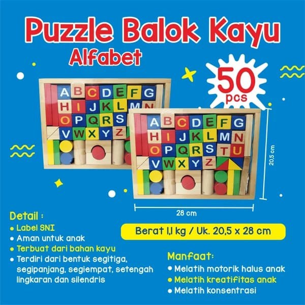 Balok Susun Bangun 26/30/34/Balok Bangun Dan Meronce Alphabet Bisa COD