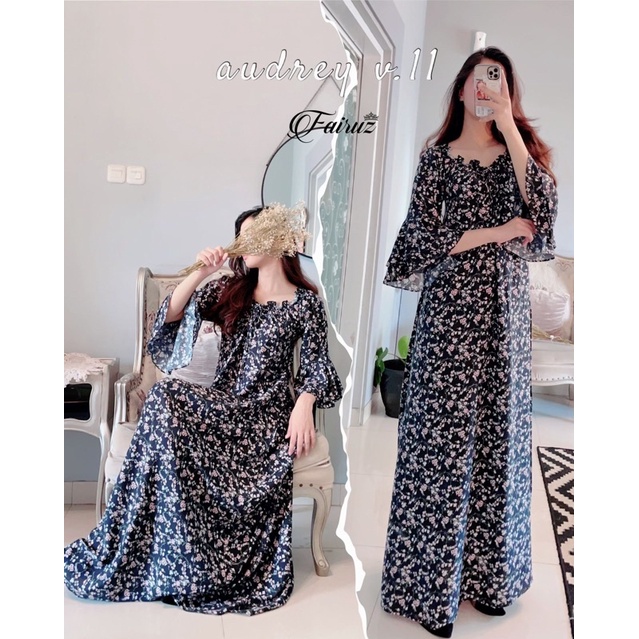 Daster arab FAIRUZ AUDREY Homedress Rayon Homewear Original Label-FAY: HITAM VOL.11