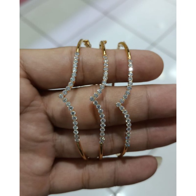 Gelang Pipa V mata2, Perak 925, Sepuh Emas Rosegold