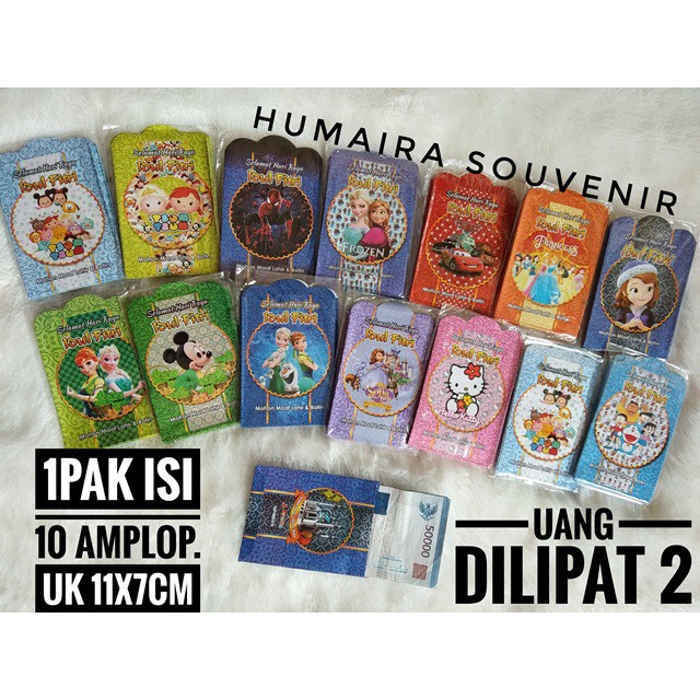 

amplop lebaran karakter bahan kertas glossy uang dilipat 2
