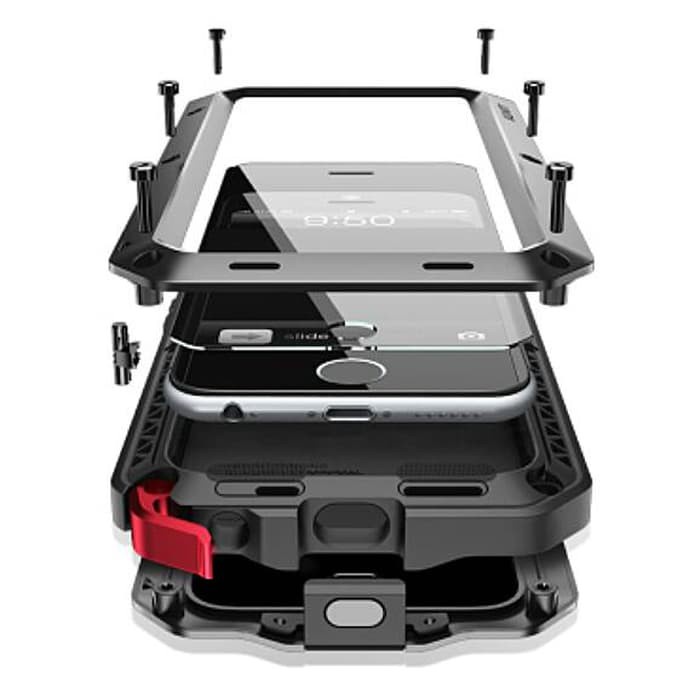 GoodCase - Hard Case iPh 5 | 6 | 6+ | 7/8 | 7+/ 8+ | X/XS | 9/XR | 9+/XS Max Lunatik Taktik Case Gorilla Glass Full Black