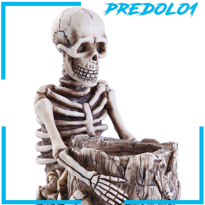 (Predolo1) Holder Pulpen Bentuk Tengkorak Bahan Resin Untuk Dekorasi Halloween