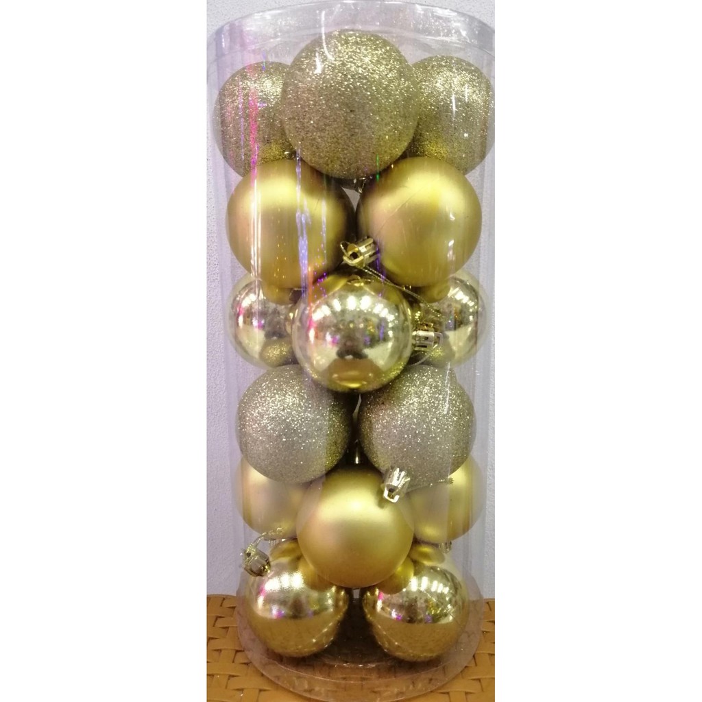 

BOLA NATAL UKURAN 8CM ISI 24 -WARNA GOLD TERMURAH