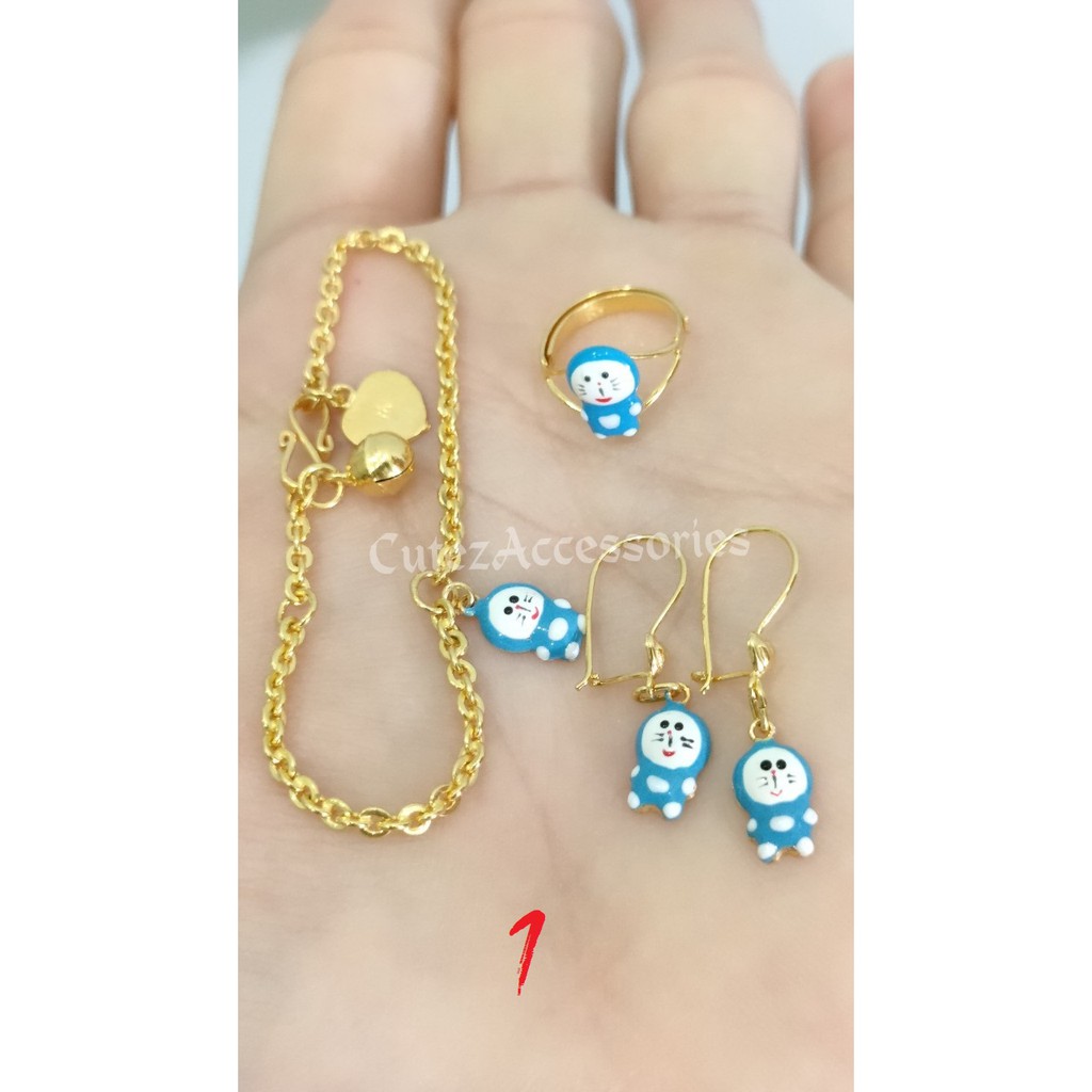 Set Perhiasan Anak Doraemon Emas Muda