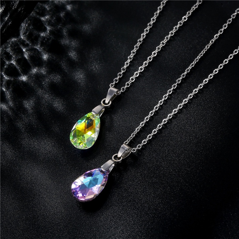 Air drop kalung Korea fashion gaya modis stainless steel rantai klavikula in Trendi K9 liontin krist