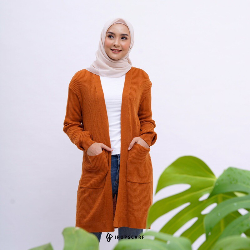 LUMA LONG CARDI | cardigan rajut panjang, soft knit cardigan-3