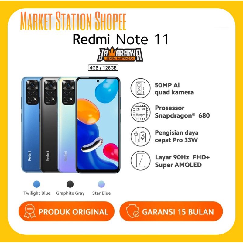 Xiaomi Redmi Note 11 4/128 GB  New Garansi Resmi Xiaomi Indonesia