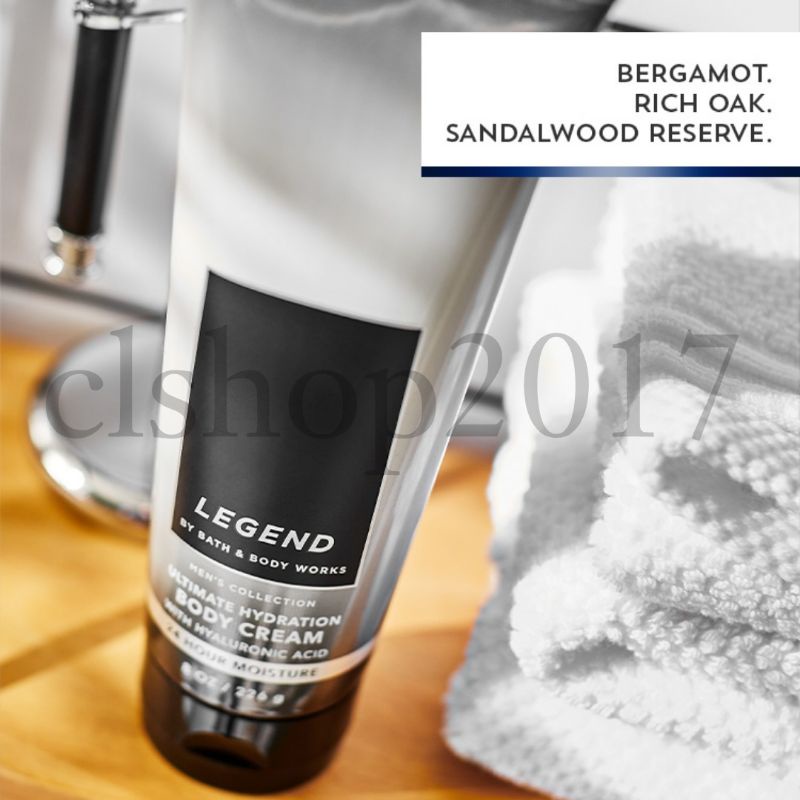 BATH &amp; BODY WORKS BBW MENS COLLECTION LEGEND SERIES BODY CREAM 226 G &amp; 70 G 2IN1 3IN1 HAIR , FACE &amp; BODY WASH 295 ML &amp; 88 ML DEODORIZING BODY SPRAY 104 G MINI COLOGNE 100 G &amp; 15 ML SHAVE GEL 191 G ROOMSPRAY 42,5 G POCKETBAC HANDCREAM 29 ML