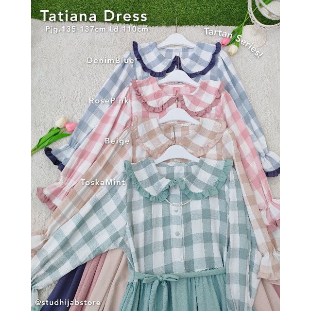 Baju Gamis Muslim Dewasa / Tatiana Dress / Baju Wanita Korea / Dress Muslim Dewasa / Gamis Busui / Gamis Adem / Gamis Korea Style Motif Kotak - Kotak