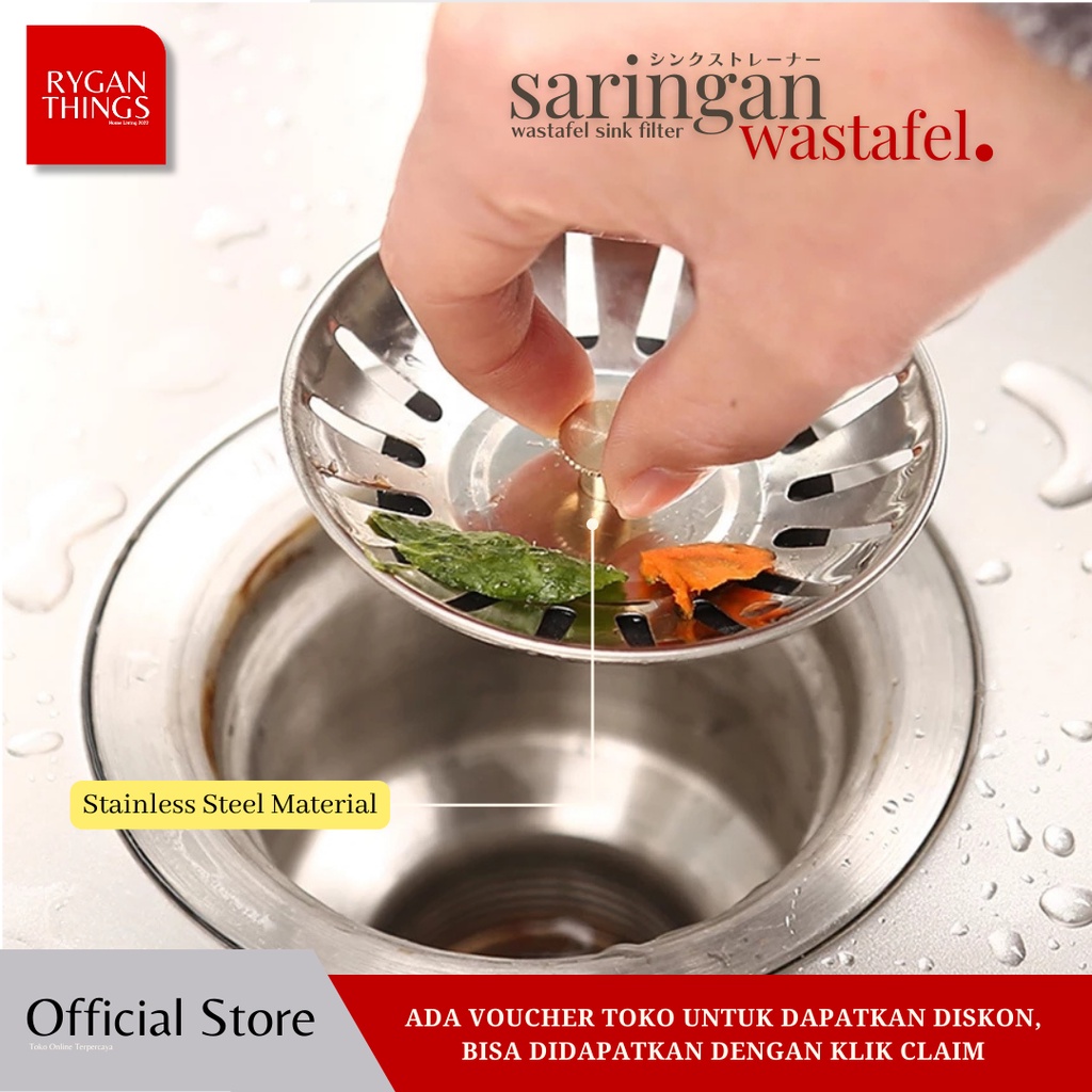 Saringan Wastafel Penutup Westafel Sink Cuci Piring Stainless Steel Sink Filter 7.8 x 3.1 cm