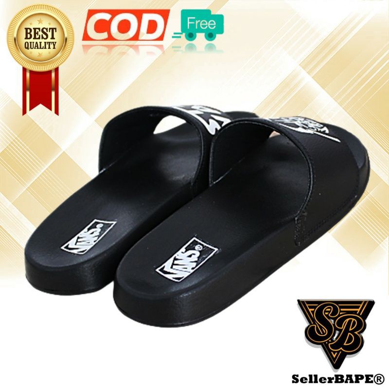Sendal Jepit Selop Pria Wanita Vans Logo Star Wars Dark Vader Hitam Sandal Slop Murah Free Paper Bag dan masker-3
