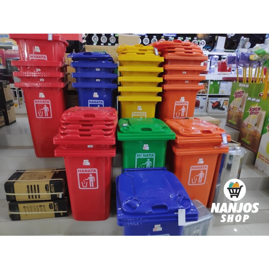 Hanata Tong Tempat Sampah Dustbin Roda Gerobak Hnt4002 100 Liter Hijau