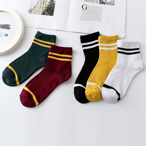 Kaos Kaki Motif Garis Panjang Korea Import Ankle Cute Panjang / TS-21