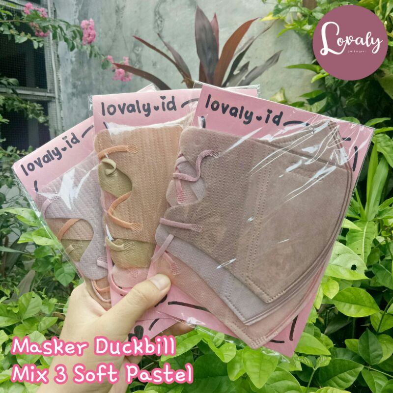 MASKER DUCKBILL MIX WARNA SOFT PASTEL 3 PCS / Masker Duckbill Emboss / Masker Duckbill Mix Warna / M