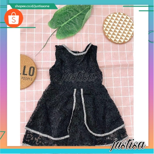 Promo !! Dress anak brukat import / Dress party brukat layers ukuran 9bulan-2tahun (hitam) / Dress anak perempuan