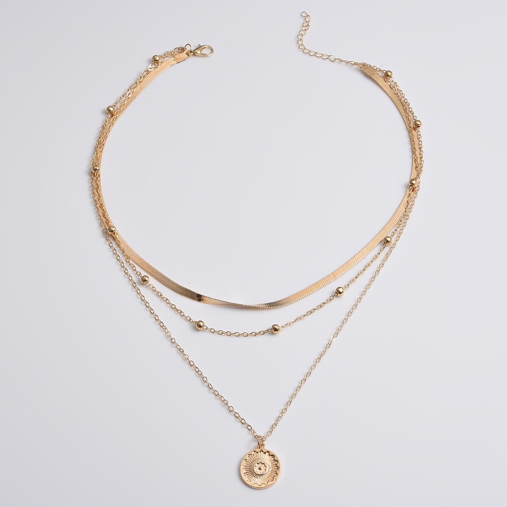 Hu Hu Hu Hu Hu Alat Bantu Pasang Kacamata♡ Kalung Liontin Bulat Motif Print Bunga Gaya Kasual Untuk Wanita