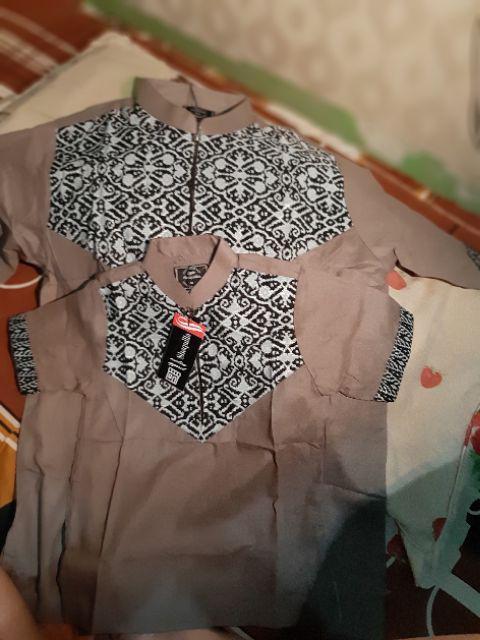 Koko Batik Abu / Koko Couple/ Koko  Katun Ayah Anak Neo