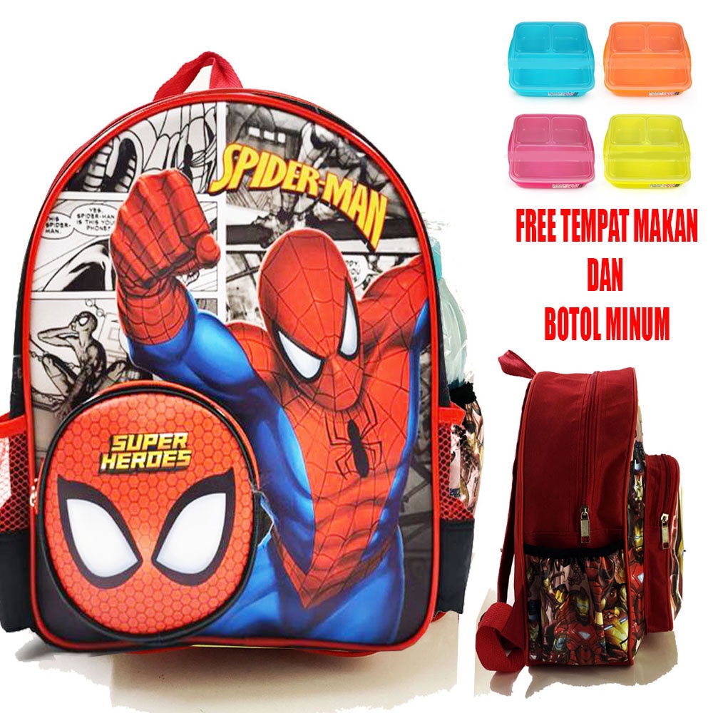 COD ~ FREE Botol Minum + Lunch boxTas Ransel Anak Sekolah TK PG SD + Botol Minum + Kotak Pensil ANAKimitasi