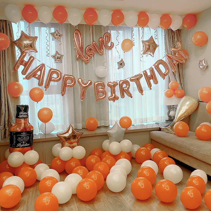 [PAKET] BIRTHDAY Set ORANGE WHITE WHISKEY Dekorasi Backdrop Ulangtahun