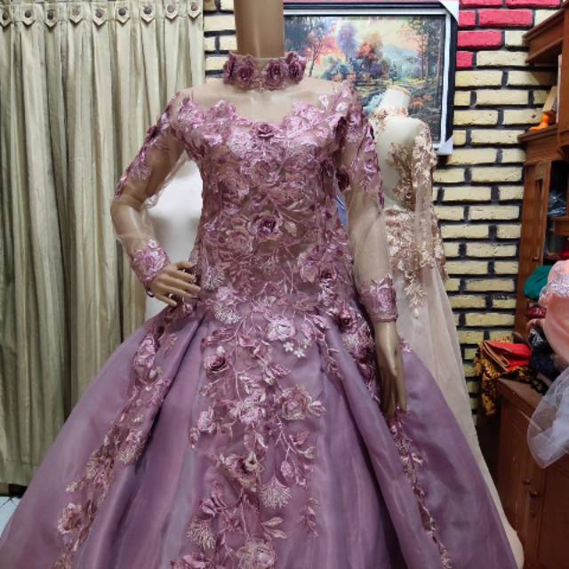 Gaun organza ekor murah • kebaya modern | baju pengantin | wedding dress |  gaun muslimah