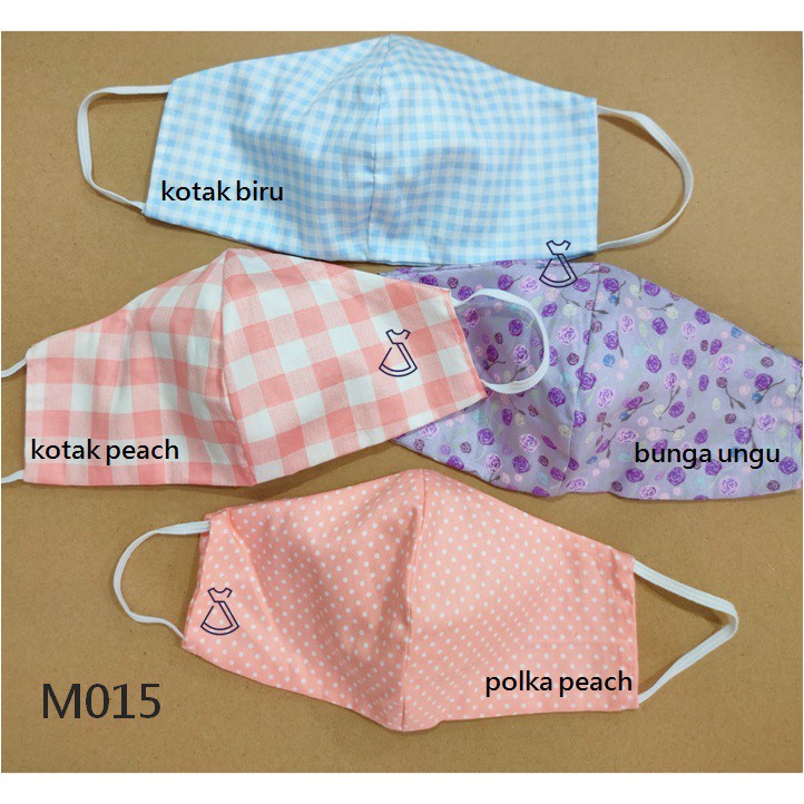 M015 Masker  Kain soft katun 2 Lapis Lembut motif  