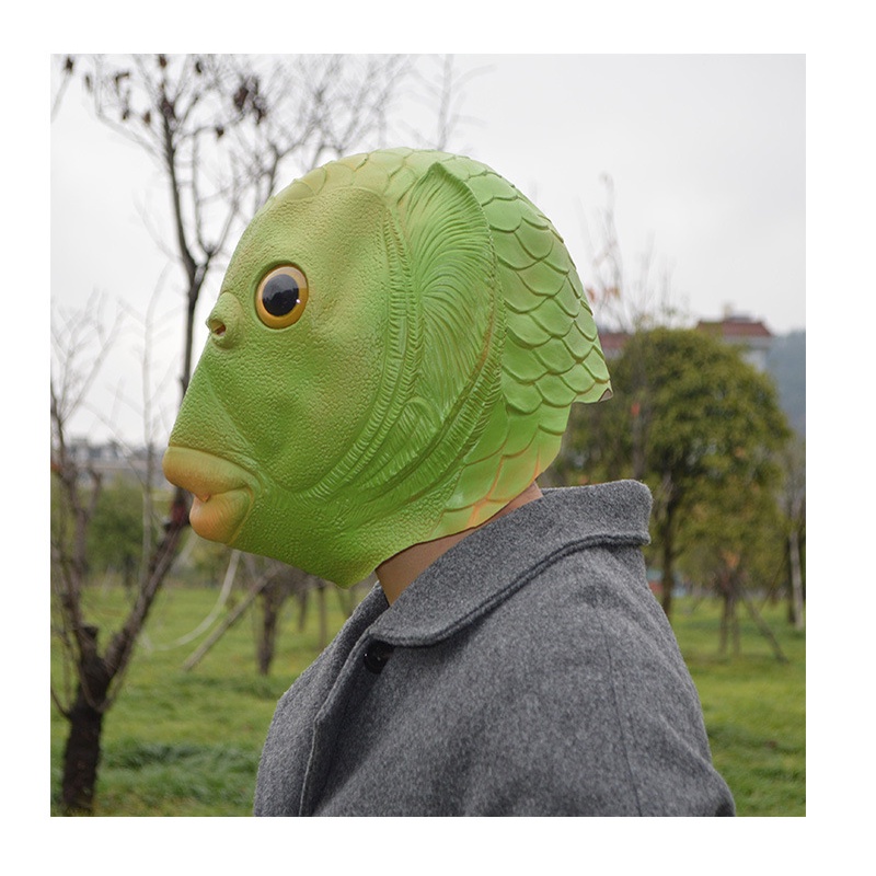 TOL-37 topeng latex karet full head kepala ikan murloc hijau mask prank toys mainan halloween