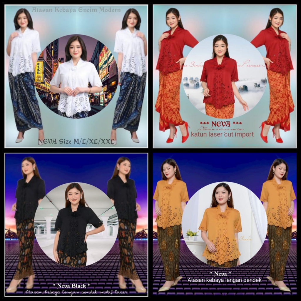 Atasan Kebaya Encim Modern Motif Laser Senada Neva Bestseller