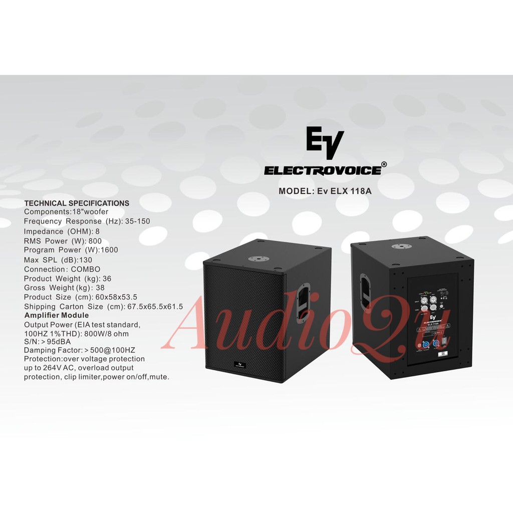 SUBWOOFER AKTIF ELECTROVOICE EV ELX 118 A/ELX118A 18 inc 1pcs ORIGINAL