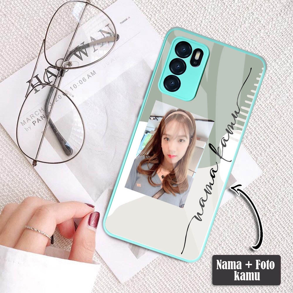 Custom Foto + Nama Softcase Glass Oppo A95 A16 A15 RENO 5 RENO 5F A5S A54 RENO 6  | Case Lucu | case
