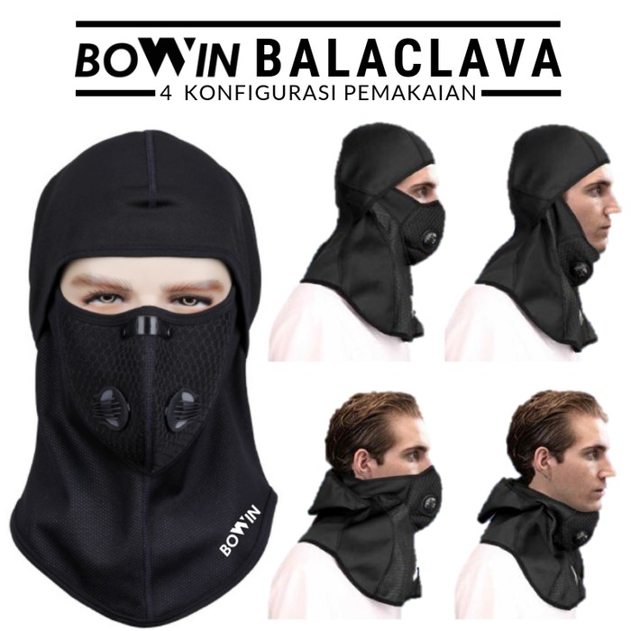 Bowin Masker Balaclava Full Face - Filter N99CV (Masker Motor - Ninja)