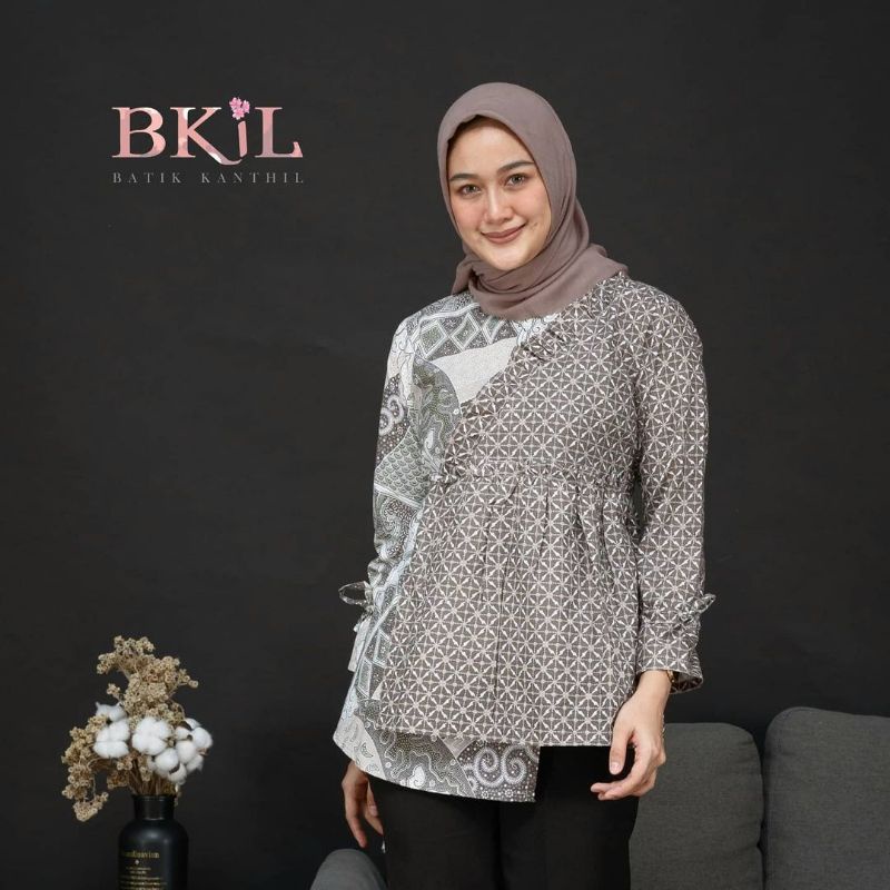 tey-17 Batik wanita ASJ SA HRB026 Kenongo Kemeja Tosca Pendek-4