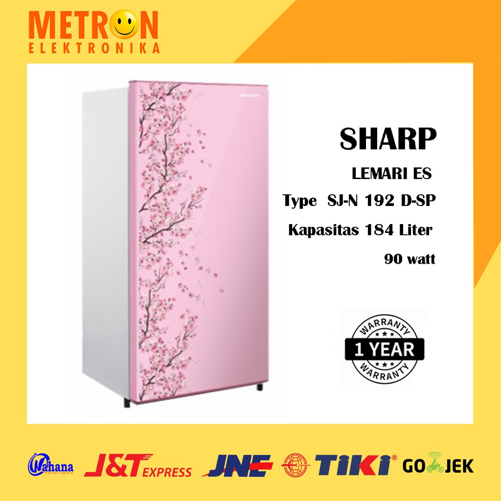 SHARP SJ N 192 D SP / SAKURA PINK KULKAS LEMARI ES 1 PINTU 184 LITER / SJN192DSP